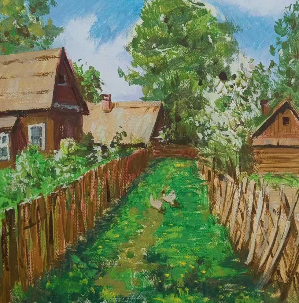 我的家乡油画图片